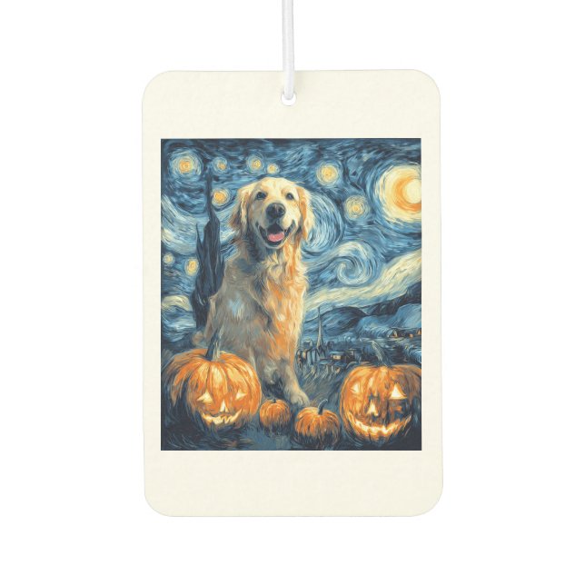 Golden Retriever Pumpkin Starry Night Dog Mom Van  Air Freshener (Front)