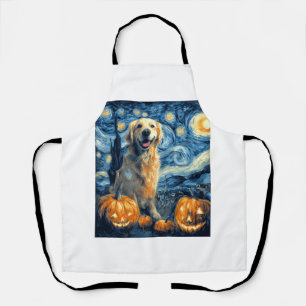 Golden Retriever Pumpkin Starry Night Dog Mom Van Apron