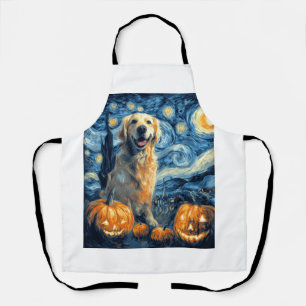 Golden Retriever Pumpkin Starry Night Dog Mom Van Apron