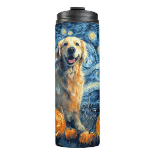 Golden Retriever Pumpkin Starry Night Dog Mom Van  Thermal Tumbler