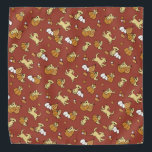 Golden Retriever Pumpkins Pattern Bandana<br><div class="desc">Cute illustrations of golden retrievers and pumpkins create a repeating pattern against a red background. Perfect for those who love cute autumn and not scary Halloween designs.</div>