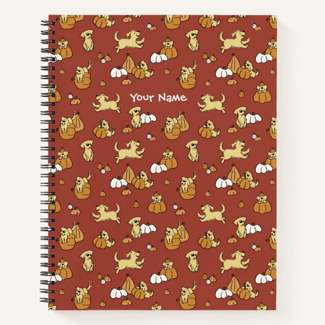 Golden Retriever Pumpkins Pattern Spiral Notebook (Front)