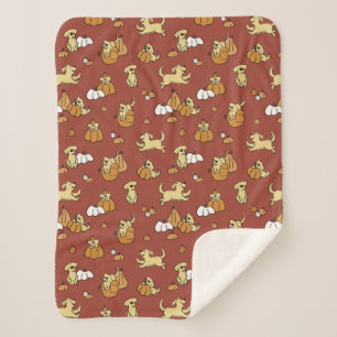 Golden Retriever Pumpkins Sherpa Blanket