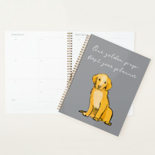 Golden retriever pup, planner