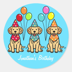 Golden Retriever Puppies Birthday Stickers