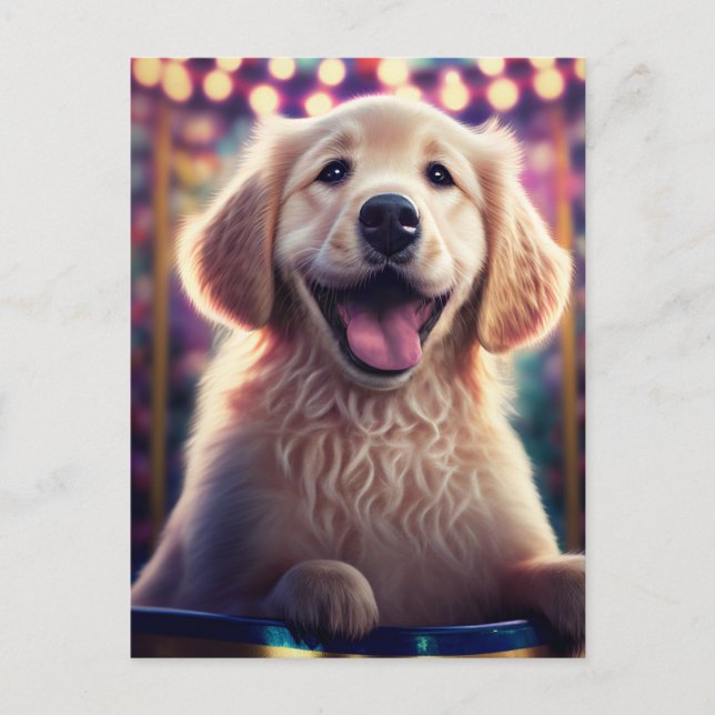 Golden Retriever Puppy at the Carnival - Postcard (Front)