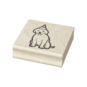 Golden Retriever Puppy Birthday Rubber Stamp