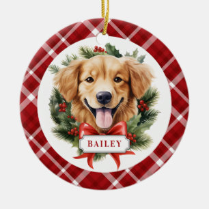 Golden Retriever Puppy Ceramic Circle Ornament