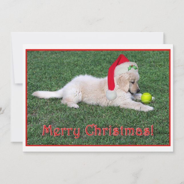 Golden Retriever Puppy Christmas Card Flat (Front)