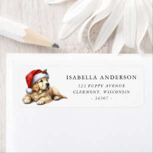 Golden Retriever Puppy Christmas Hat Address