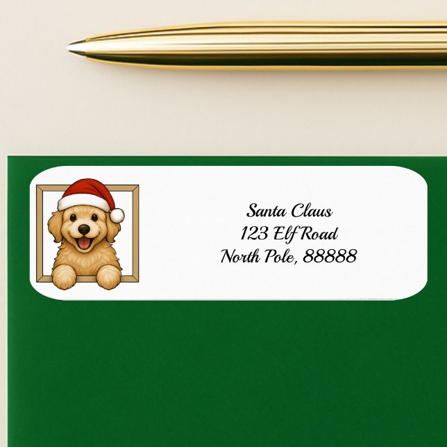 Golden Retriever Puppy Christmas Return Address (Creator Uploaded)
