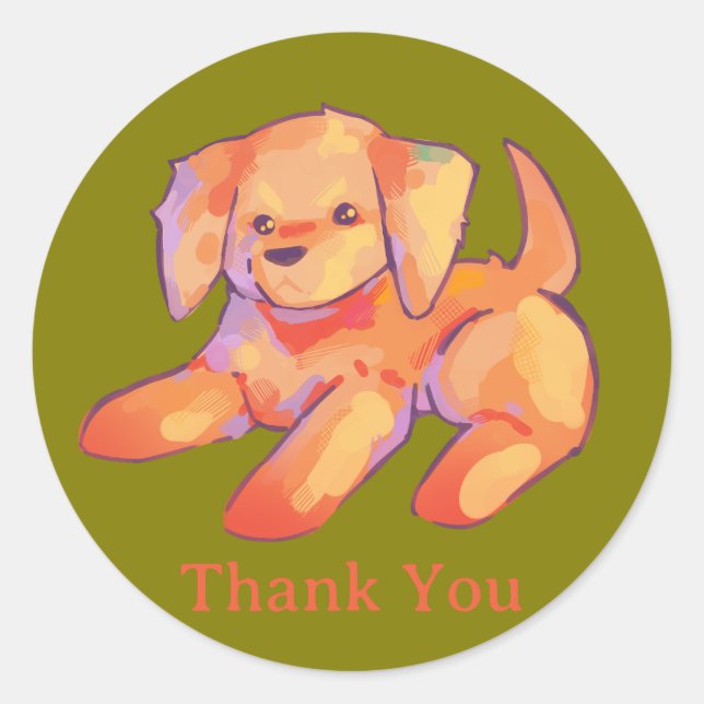 Golden retriever puppy classic round sticker (Front)