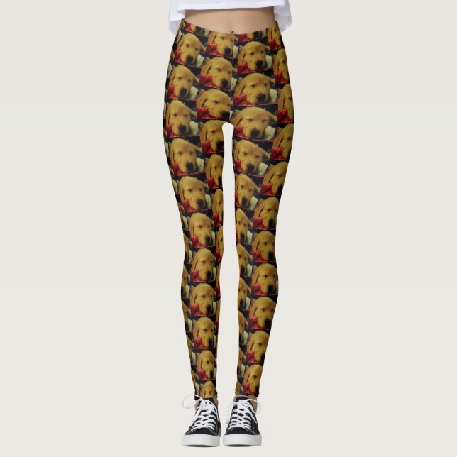 Golden Retriever Puppy Custom Leggings (Front)