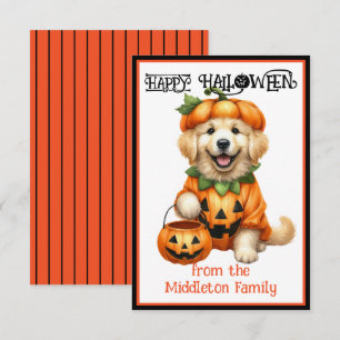 Golden Retriever Puppy Dog Happy Halloween Card