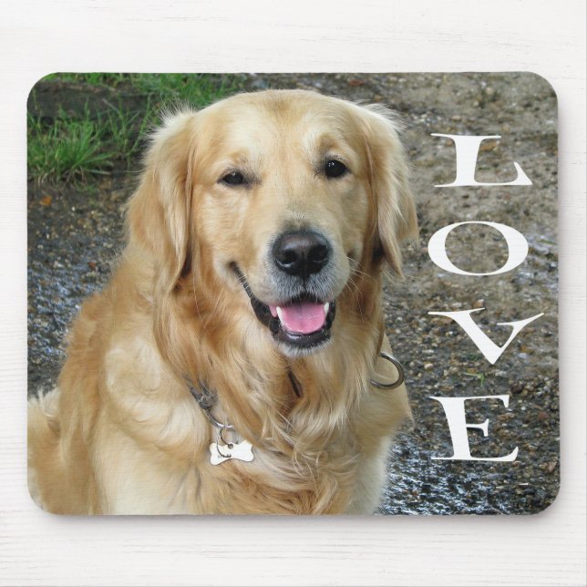 Golden Retriever Puppy Dog Love Mouse Pad (Front)