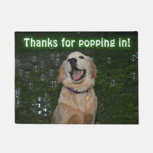 Golden Retriever Puppy In Bubbles Popping in Doormat