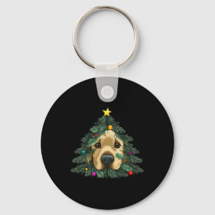 Golden-retriever-puppy In Christmas Tree  Keychain