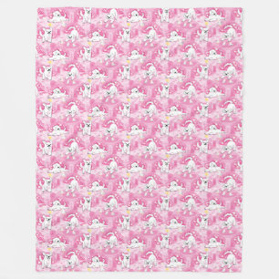 Golden Retriever Puppy in Pink Garden Fleece Blanket