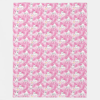 Golden Retriever Puppy in Pink Garden Fleece Blanket