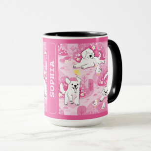 Golden Retriever Puppy in Pink Garden Mug