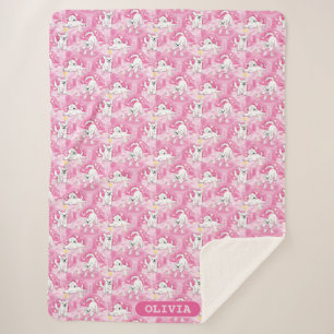 Golden Retriever Puppy in Pink Garden Sherpa Blanket