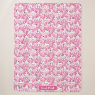 Golden Retriever Puppy in Pink Garden Sherpa Blanket