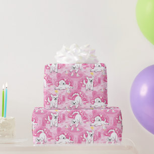 Golden Retriever Puppy in Pink Garden Wrapping Paper