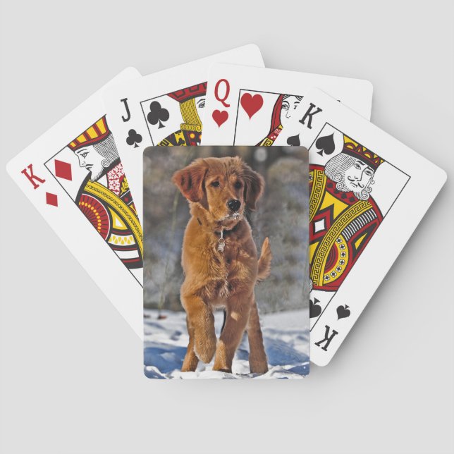 Golden Retriever Puppy in the snow Playing Cards (Back)