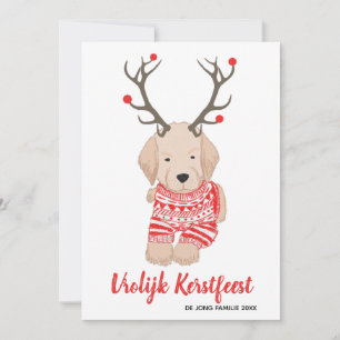Golden Retriever Puppy Kerst Trui Gewei Holiday Card