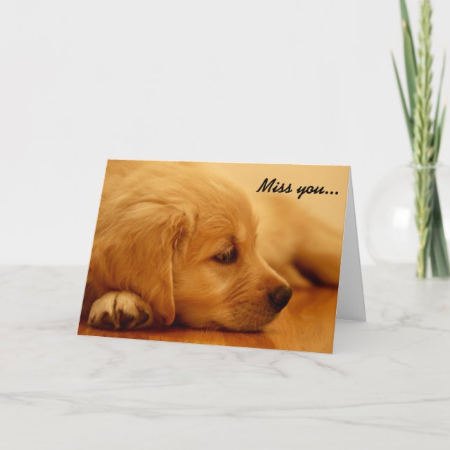 Golden Retriever Puppy Miss You Card (Front)