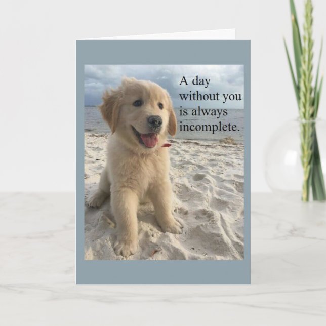 Golden Retriever Puppy Miss You Card (Front)