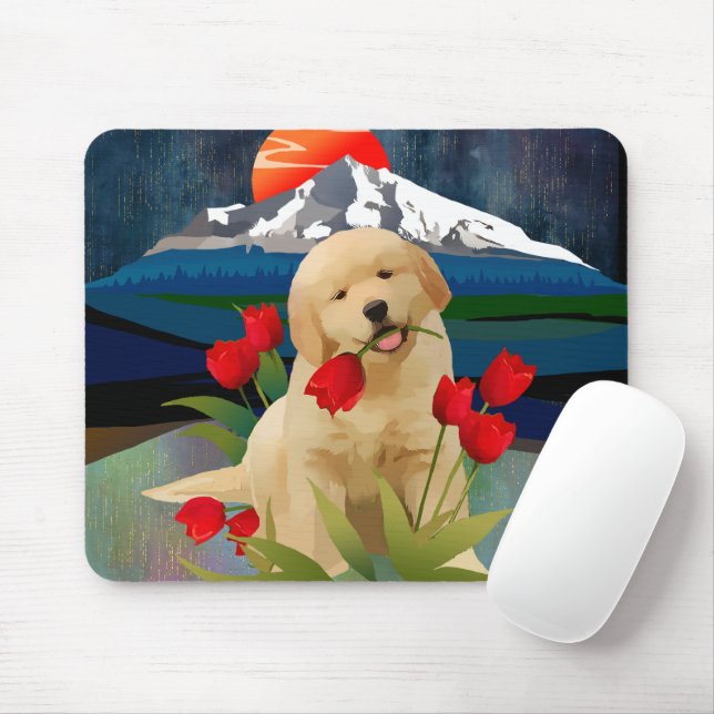 GOLDEN RETRIEVER PUPPY Mousepad (With Mouse)