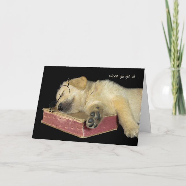 Golden retriever puppy on book card (Front)