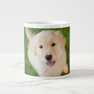 Golden Retriever Puppy on Grass Large Coffee Mug