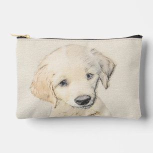Golden Retriever Puppy Painting Original Dog Art Accessory Pouch