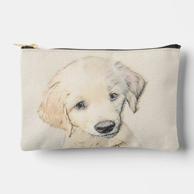 Golden Retriever Puppy Painting Original Dog Art Accessory Pouch (Front)