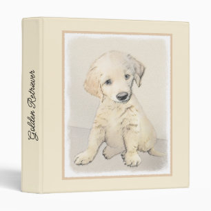 Golden Retriever Puppy Painting - Original Dog Art Binder