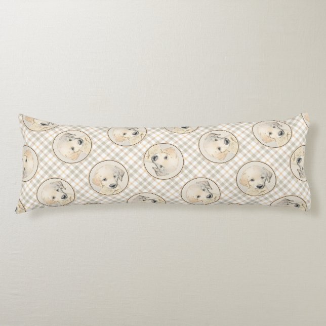 Golden Retriever Puppy Painting Original Dog Art Body Pillow (Front)