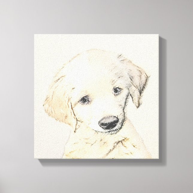 Golden Retriever Puppy Painting - Original Dog Art Canvas Print (Front)