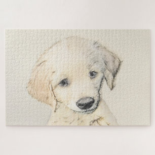 Golden Retriever Puppy Painting - Original Dog Art Jigsaw Puzzle