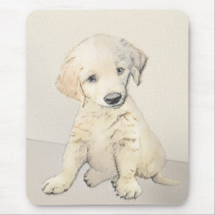 Golden Retriever Puppy Painting - Original Dog Art Mouse Pad
