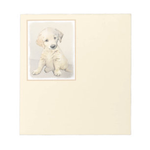 Golden Retriever Puppy Painting - Original Dog Art Notepad