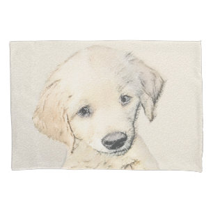 Golden Retriever Puppy Painting - Original Dog Art Pillowcase
