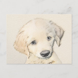 Golden Retriever Puppy Painting - Original Dog Art Postcard