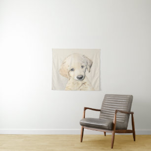 Golden Retriever Puppy Painting - Original Dog Art Tapestry