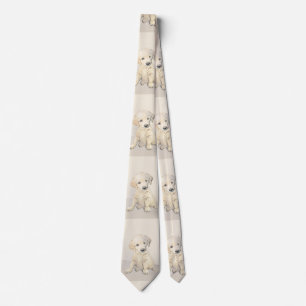 Golden Retriever Puppy Painting - Original Dog Art Tie