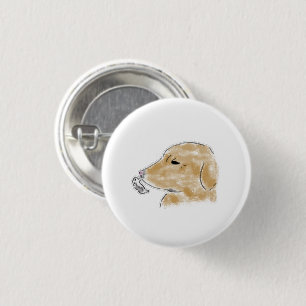 Golden Retriever Puppy Playing With Ghost 1 Inch Round Button