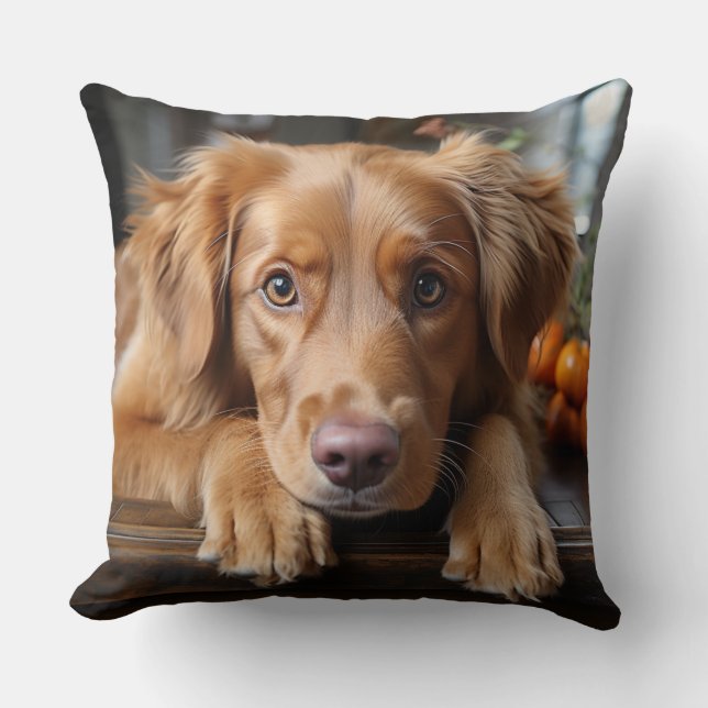 Golden Retriever puppy pose Throw Pillow (Front)