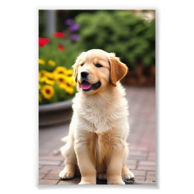 Golden Retriever Puppy Satin Photo Enlargement  (Front)