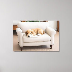 Golden Retriever Puppy Sleeping Canvas Print
